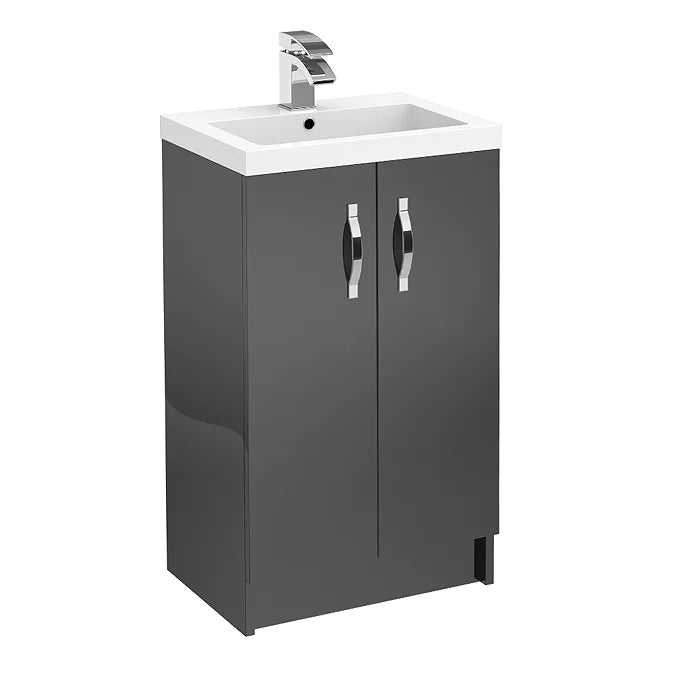 Apollo 500mm Floor Standing Vanity Unit Grey Gloss