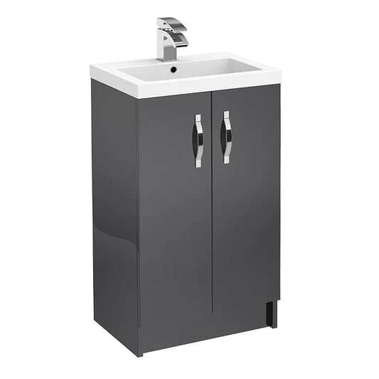 Apollo 500mm Floor Standing Vanity Unit Grey Gloss