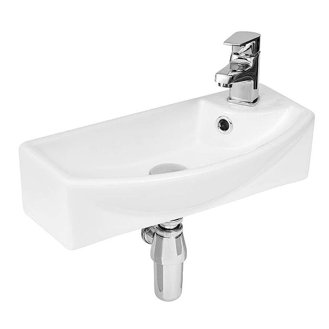 Nile Ceramic Cloakroom Compact Wall Hung Basin White 460x240x125mm