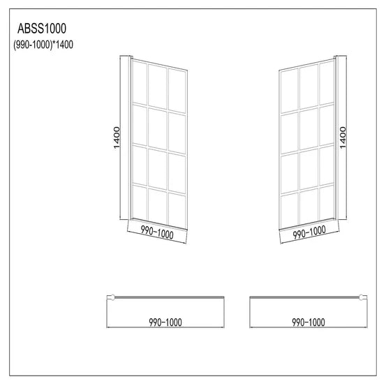 Boxa Black Crittall Bath Screen 1400x800mm