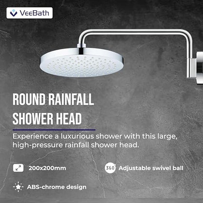 Round Fixed head ABS 200x200 mm Chrome