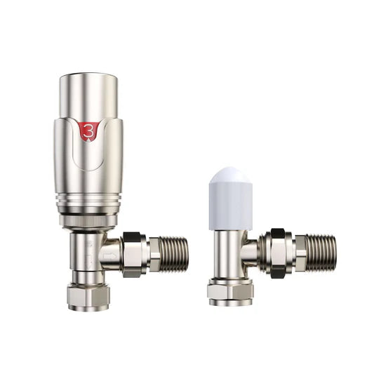 Pro Brushed Nickel 1/2" Thermostatic Radiator Valve TRV + Lockshield - 3 Types