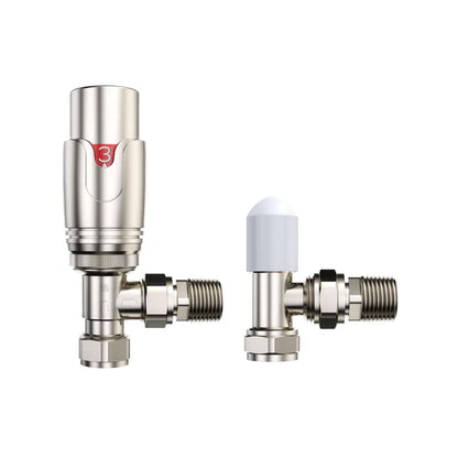 Pro Brushed Nickel 1/2" Thermostatic Radiator Valve TRV + Lockshield - 3 Types