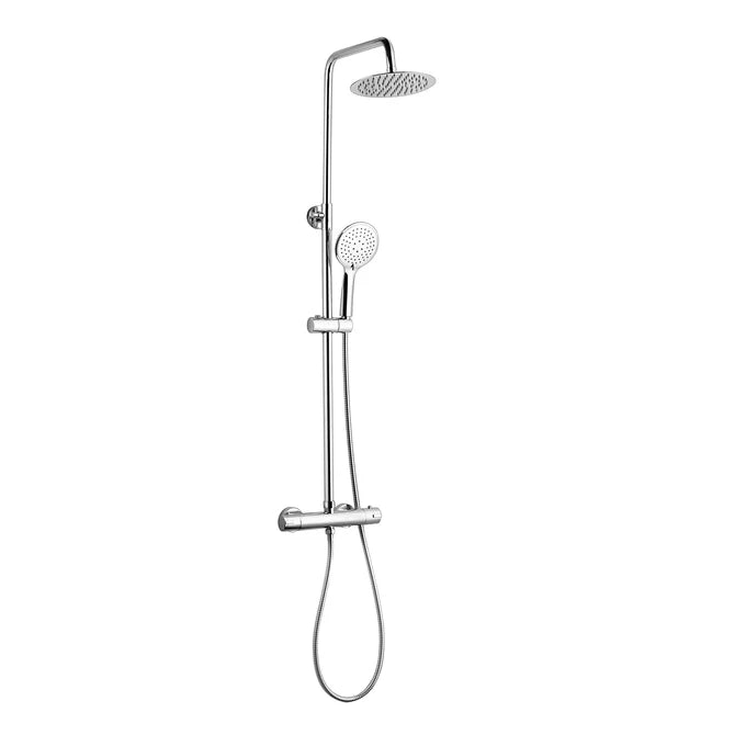 Supreme Thermostatic Bar Valve & Riser Kit with Triple Round Shower Head & Bath Spout- Chrome