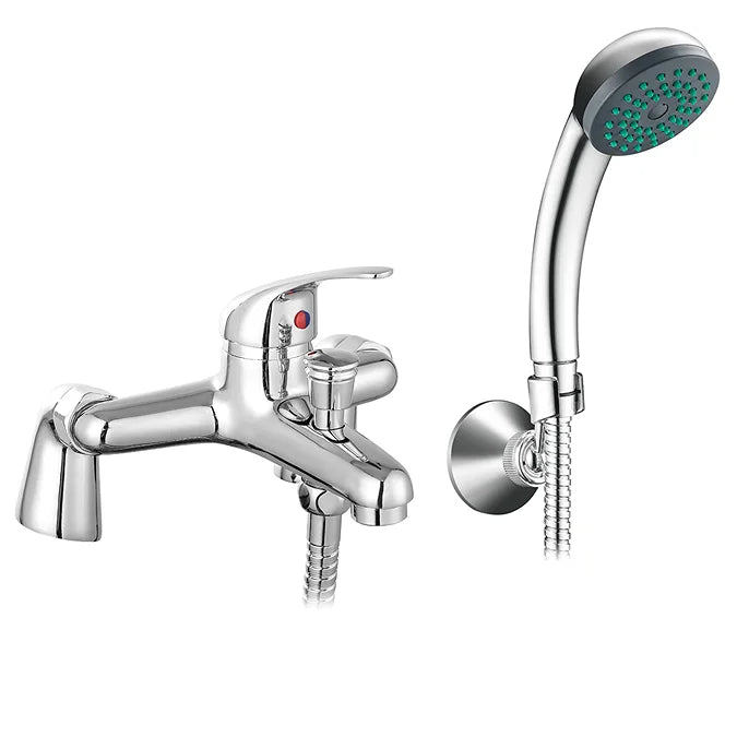 Eco Bath Shower Mixer with Handset, Hose, Elbow - Chrome (35mm)
