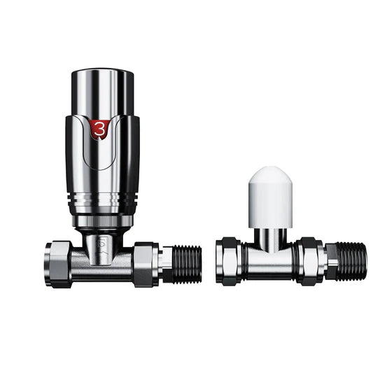 Pro All Chrome 1/2" Thermostatic Radiator Valve TRV + Lockshield - 3 Types