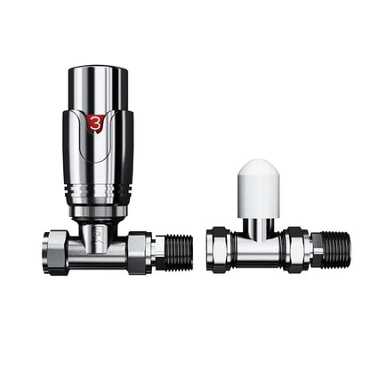 Pro All Chrome 1/2" Thermostatic Radiator Valve TRV + Lockshield - 3 Types