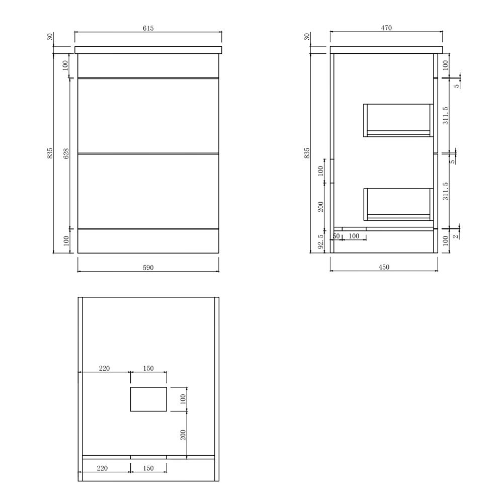 Comet Waterproof 600mm Vanity Unit & Basin - Anthracite Gloss
