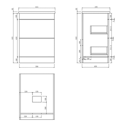 Comet Waterproof 600mm Vanity Unit & Basin - Anthracite Gloss