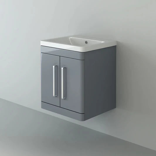 Orion 500 2 Door Wall Hung Vanity Unit With Basin - Light Grey