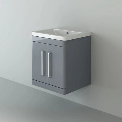 Orion 500 2 Door Wall Hung Vanity Unit With Basin - Light Grey