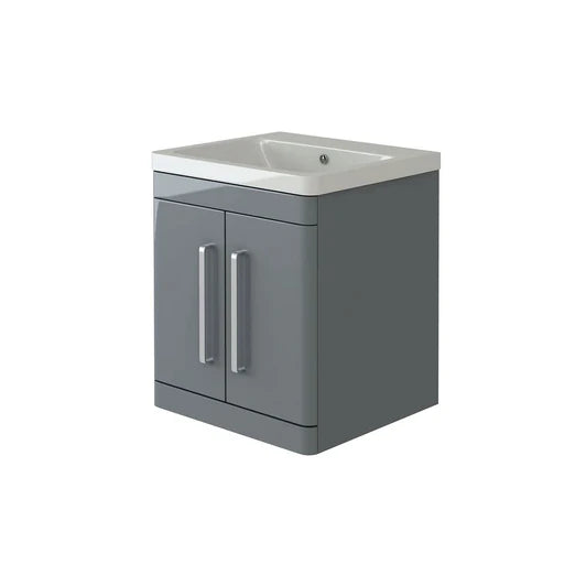 Orion 500 2 Door Wall Hung Vanity Unit With Basin - Light Grey