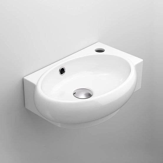 Karnak Oval Ceramic Wall Hung Cloakroom Basin - 430x285x140mm