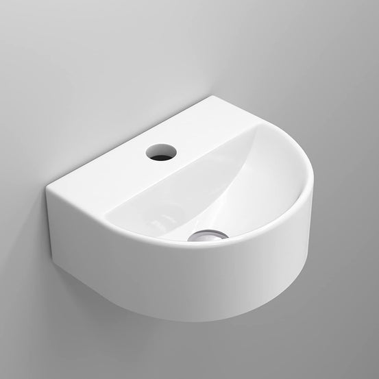 Maze Round Ceramic Small Cloakroom Compact Basin White 305x255x120mm