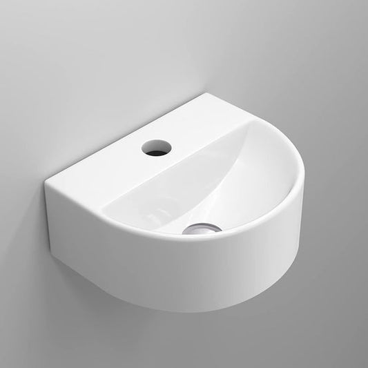 Maze Round Ceramic Small Cloakroom Compact Basin White 305x255x120mm