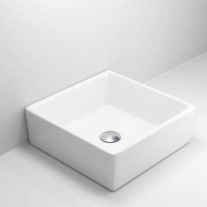 Presto Square Ceramic Cloakroom Countertop Basin White 380x380x135mm