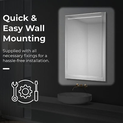 Bob 500 x 700mm Rectangular Bevelled Bathroom Mirror