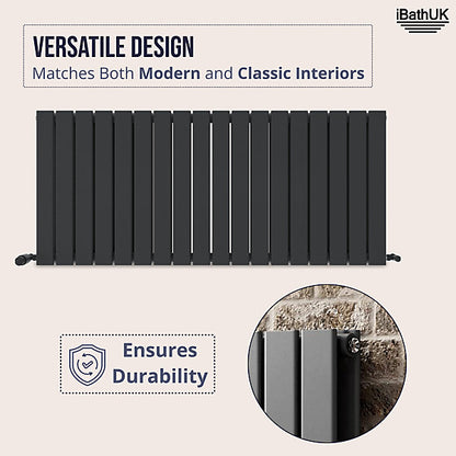 Belgravia Horizontal Double Slim Flat Panel Radiator Matt Anthracite - 5 Sizes