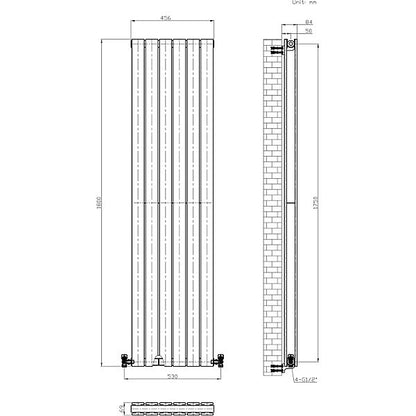 Belgravia Vertical Double Slim Flat Panel Radiator Matt White - 2 Sizes