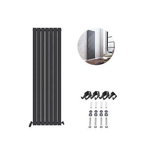 Belgravia Vertical Single Slim Flat Panel Radiator Matt Anthracite - 2 Sizes