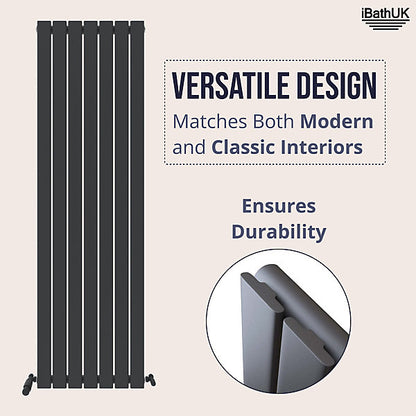 Belgravia Vertical Single Slim Flat Panel Radiator Matt Anthracite - 2 Sizes