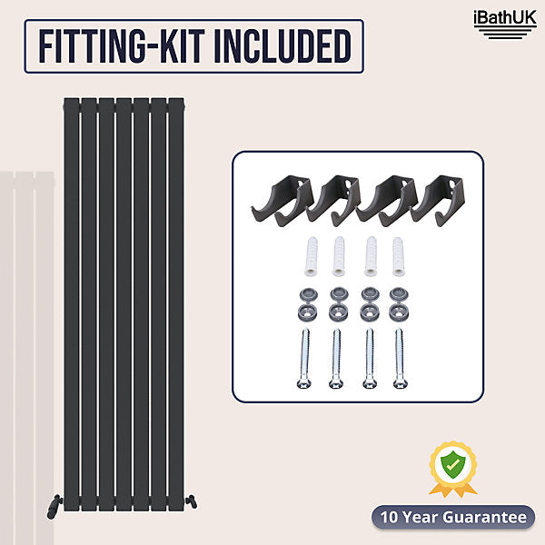 Belgravia Vertical Single Slim Flat Panel Radiator Matt Anthracite - 2 Sizes