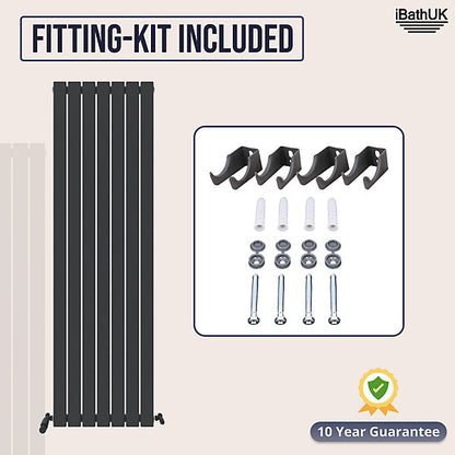 Belgravia Vertical Single Slim Flat Panel Radiator Matt Anthracite - 2 Sizes