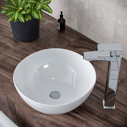 Hanover Round Ceramic Cloakroom Countertop Basin White 415x415x160mm