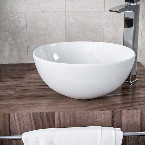 Hanover Round Ceramic Cloakroom Countertop Basin White 415x415x160mm