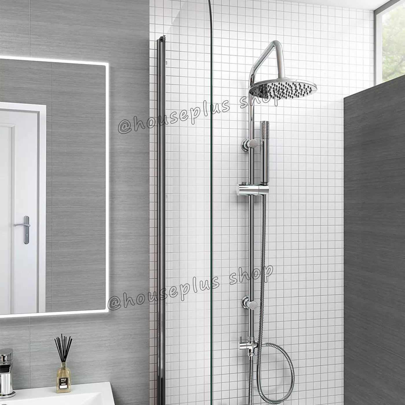 Alpha 2 Way Riser Rail Mixer Kit with Shower Head - Chrome Round