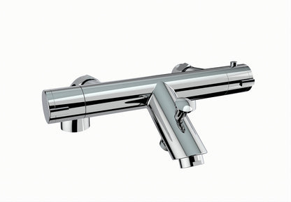 Slim Chrome Thermostatic Exposed Deck Mount Shower Bar Mixer Valve with Legs