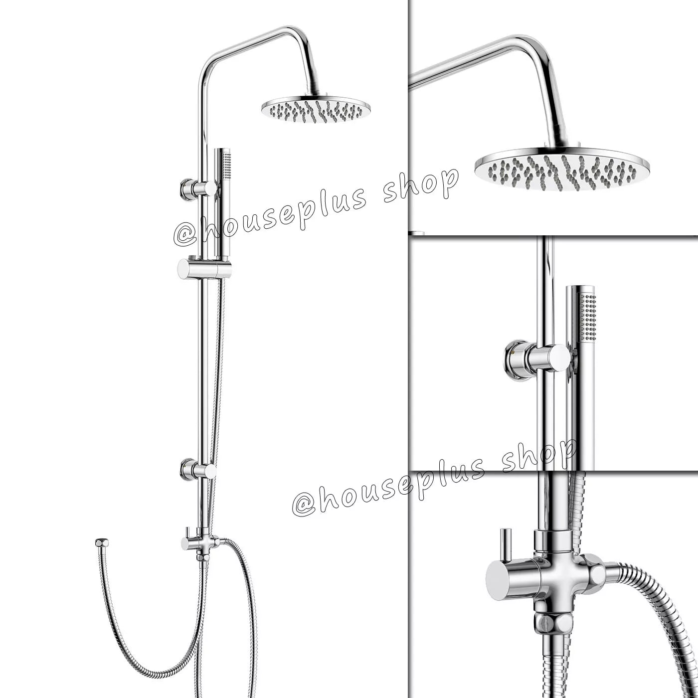 Alpha 2 Way Riser Rail Mixer Kit with Shower Head - Chrome Round
