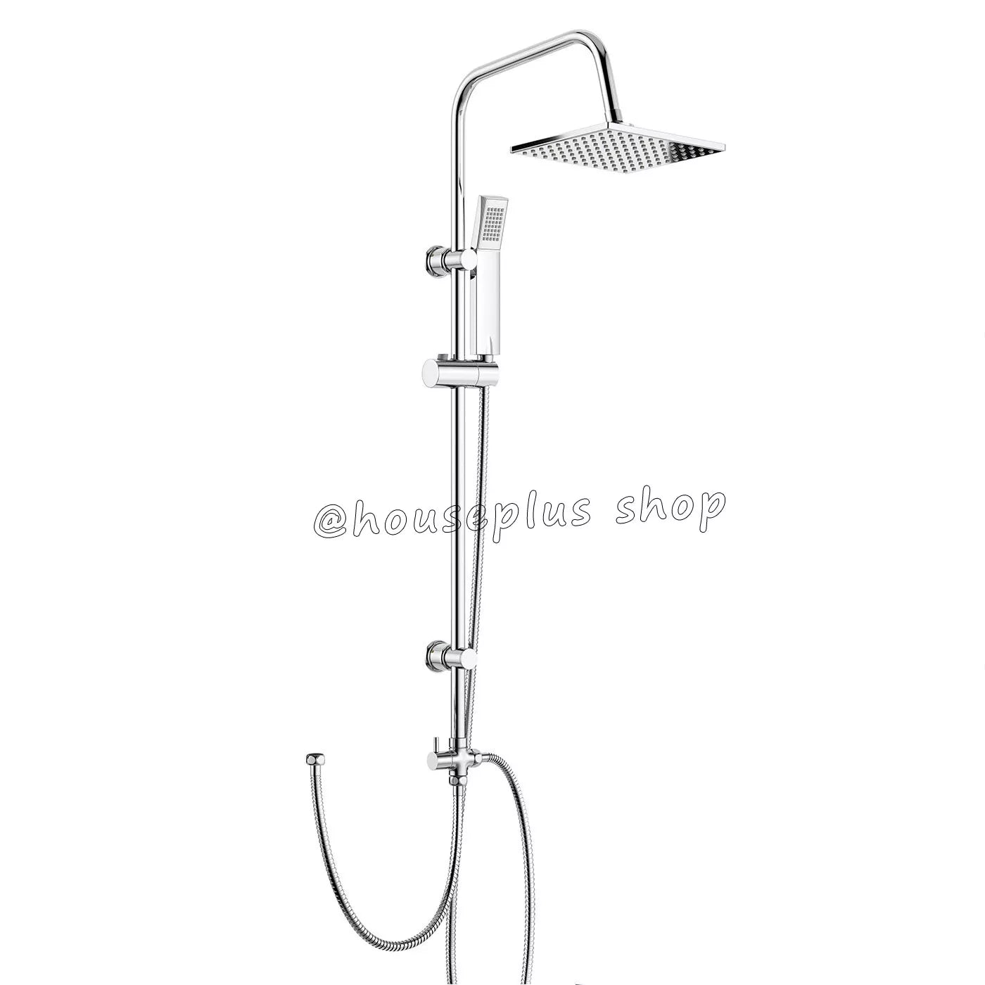 Beta 2 Way Riser Rail Mixer Kit with Shower Head - Chrome Square