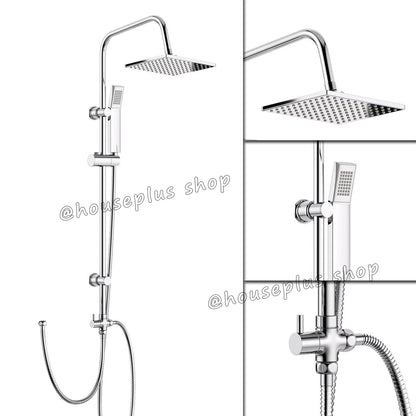 Beta 2 Way Riser Rail Mixer Kit with Shower Head - Chrome Square