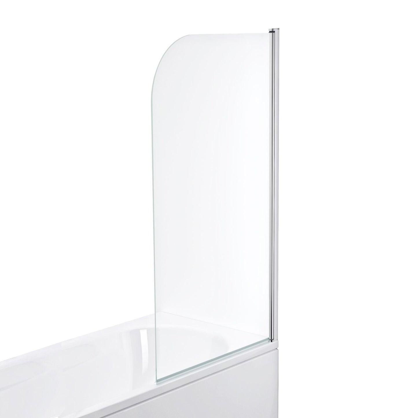 Prima Curved Edge Straight Bath Screen - 1400 x 800mm - Chrome