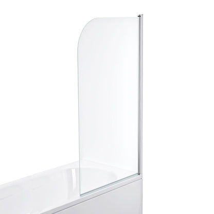 Prima Curved Edge Straight Bath Screen - 1400 x 800mm - Chrome