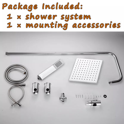 Beta 2 Way Riser Rail Mixer Kit with Shower Head - Chrome Square