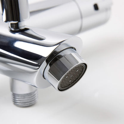 Slim Chrome Thermostatic Exposed Deck Mount Shower Bar Mixer Valve with Legs