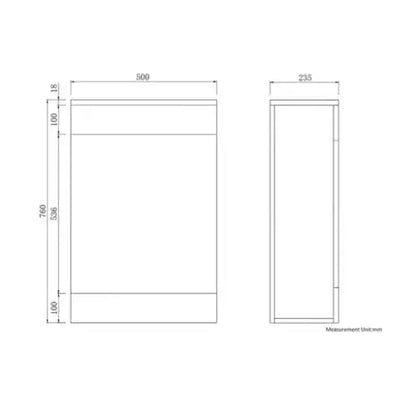 Solar Waterproof 500mm WC Unit  - White Gloss