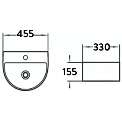 Malmo Curved Ceramic Wall Hung Cloakroom Basin White 445x330x155mm