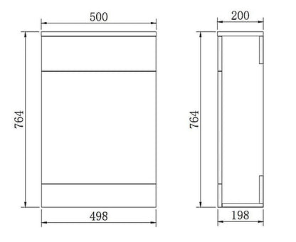 Petite/Mini 500x200mm Cloakroom WC unit - Anthracite Grey Gloss