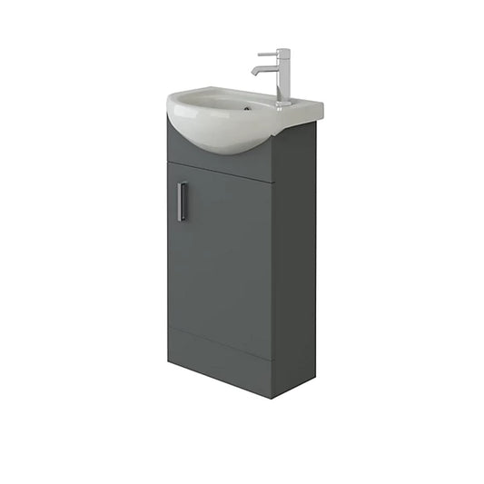 Petite 420mm Cloakroom Unit and basin - Anthracite Grey Gloss