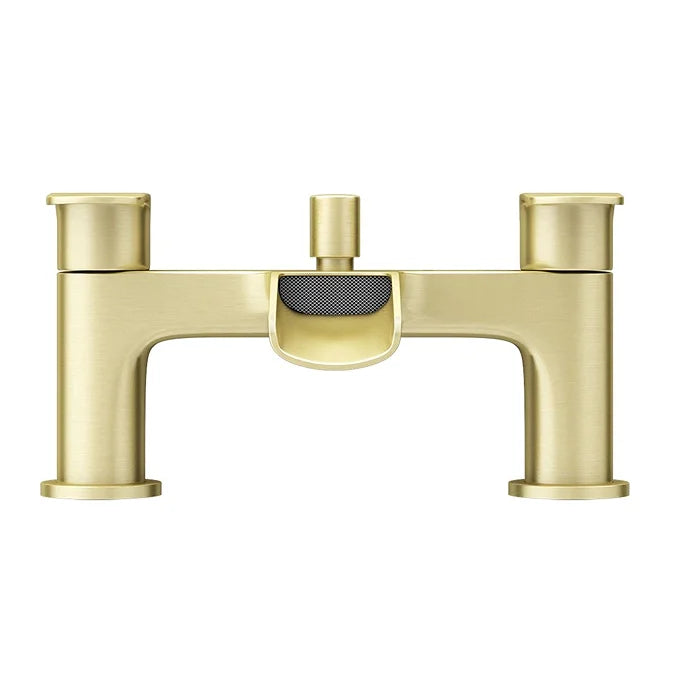 Kelvin Square Waterfall Bath Shower Mixer Tap with Kit - Brushed Brass