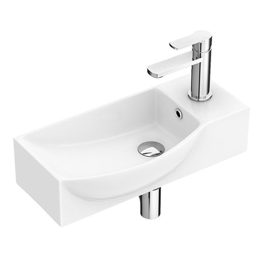 Luxor Ceramic Cloakroom Compact Wall Hung Basin White 510x240x125mm