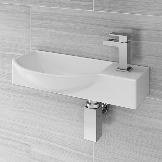 Luxor Ceramic Cloakroom Compact Wall Hung Basin White 510x240x125mm