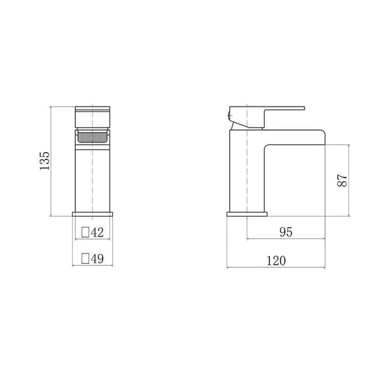 Kelvin Square Waterfall Mono Basin Mixer Tap with Waste - 3 Colours