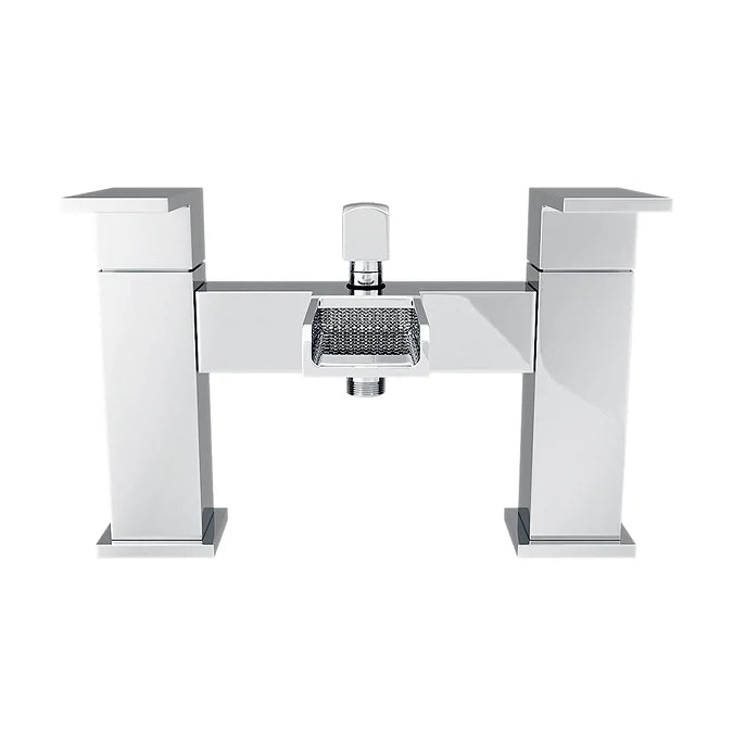 Kelvin Square Waterfall Bath Shower Mixer Tap with Kit - Chrome