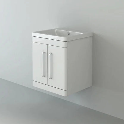 Orion 500 2 Door Wall Hung Vanity Unit With Basin - White