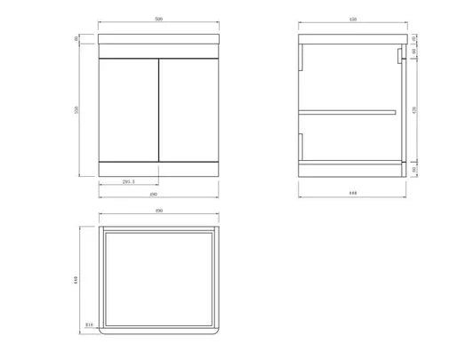 Orion 500 2 Door Wall Hung Vanity Unit With Basin - White