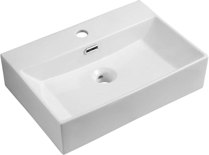 Zagreb Rectangular Wall Hung/Counter Top Ceramic Wash Basin White 510x360x130mm